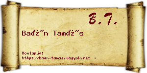 Baán Tamás névjegykártya