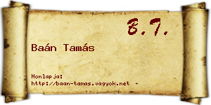 Baán Tamás névjegykártya